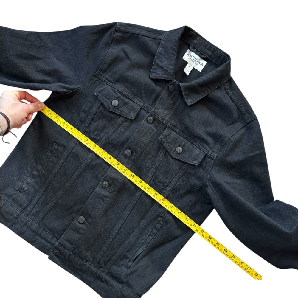Arizona Jean Co Black Denim Jacket Mens Medium Trucker Jean Jacket Classic - Picture 3 of 4